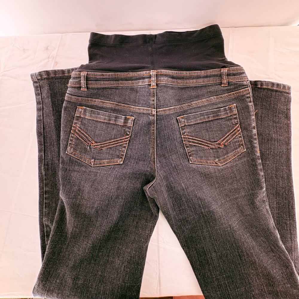 Duo Maternity Dark Wash Jeans - Bootcut Leg - Over the Belly Comfort Band Size S